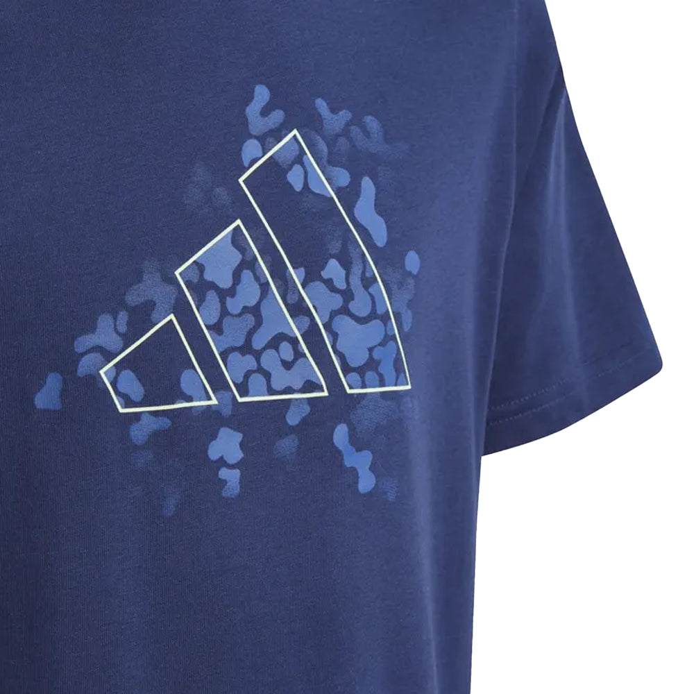 Dark Blue - Side - Adidas Childrens-Kids Graphic Print Training T-Shirt