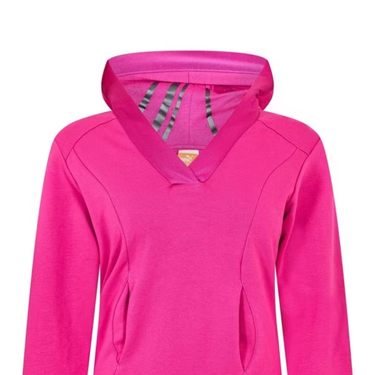 Pink - Side - Puma Womens-Ladies V Neck Hoodie