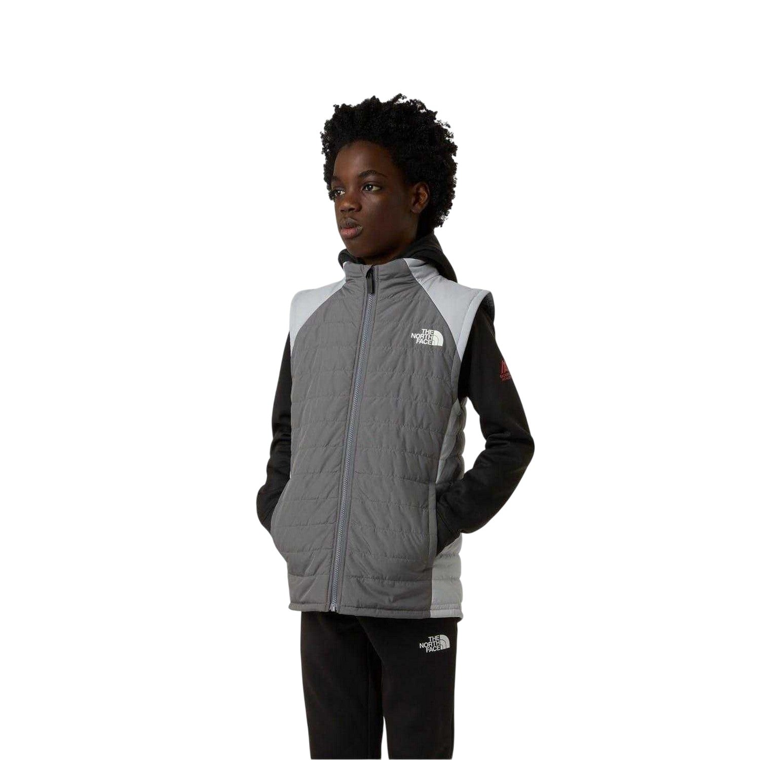 Smoked Pearl - Side - The North Face Childrens-Kids Never Stop Sleeveless Gilet