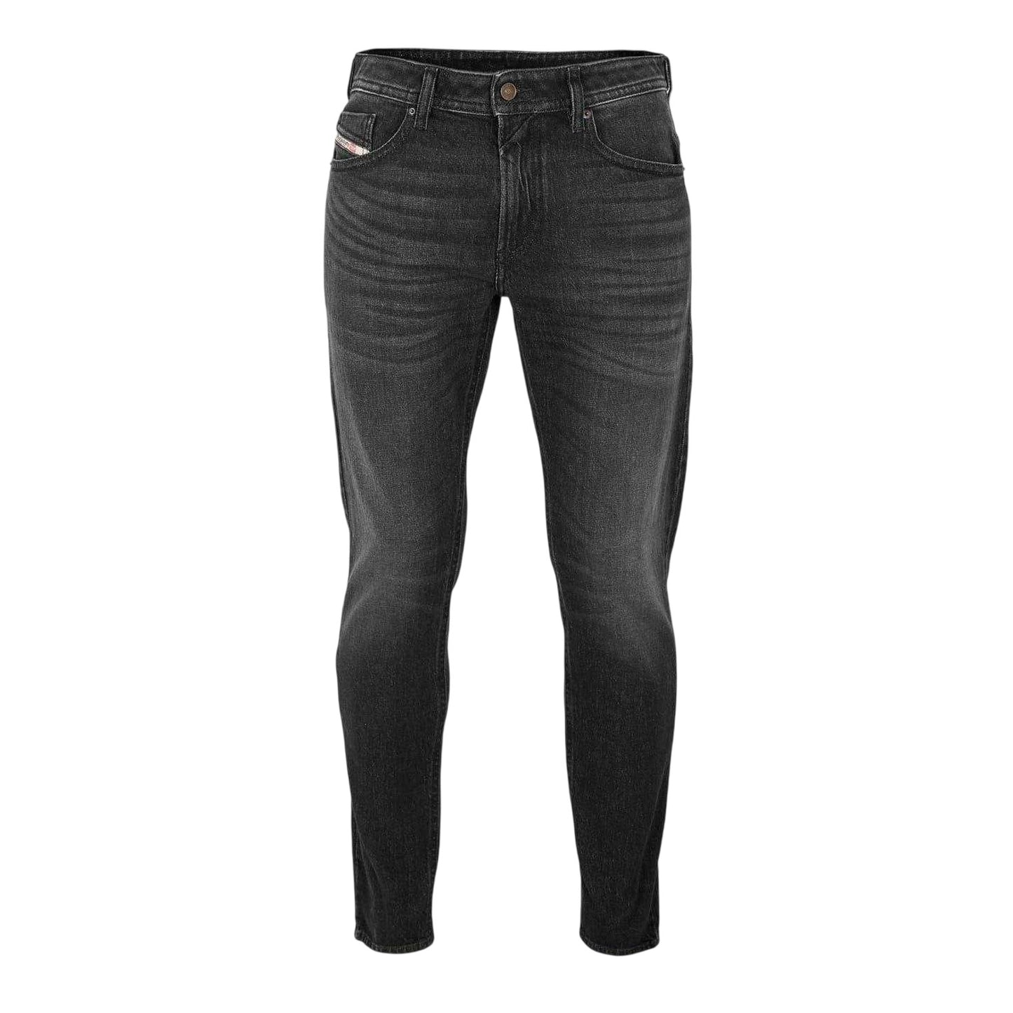 Black-Grey-Denim - Front - Diesel Mens Denim 5 Pockets Straight Jeans