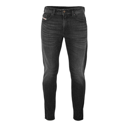 Black-Grey-Denim - Front - Diesel Mens Denim 5 Pockets Straight Jeans