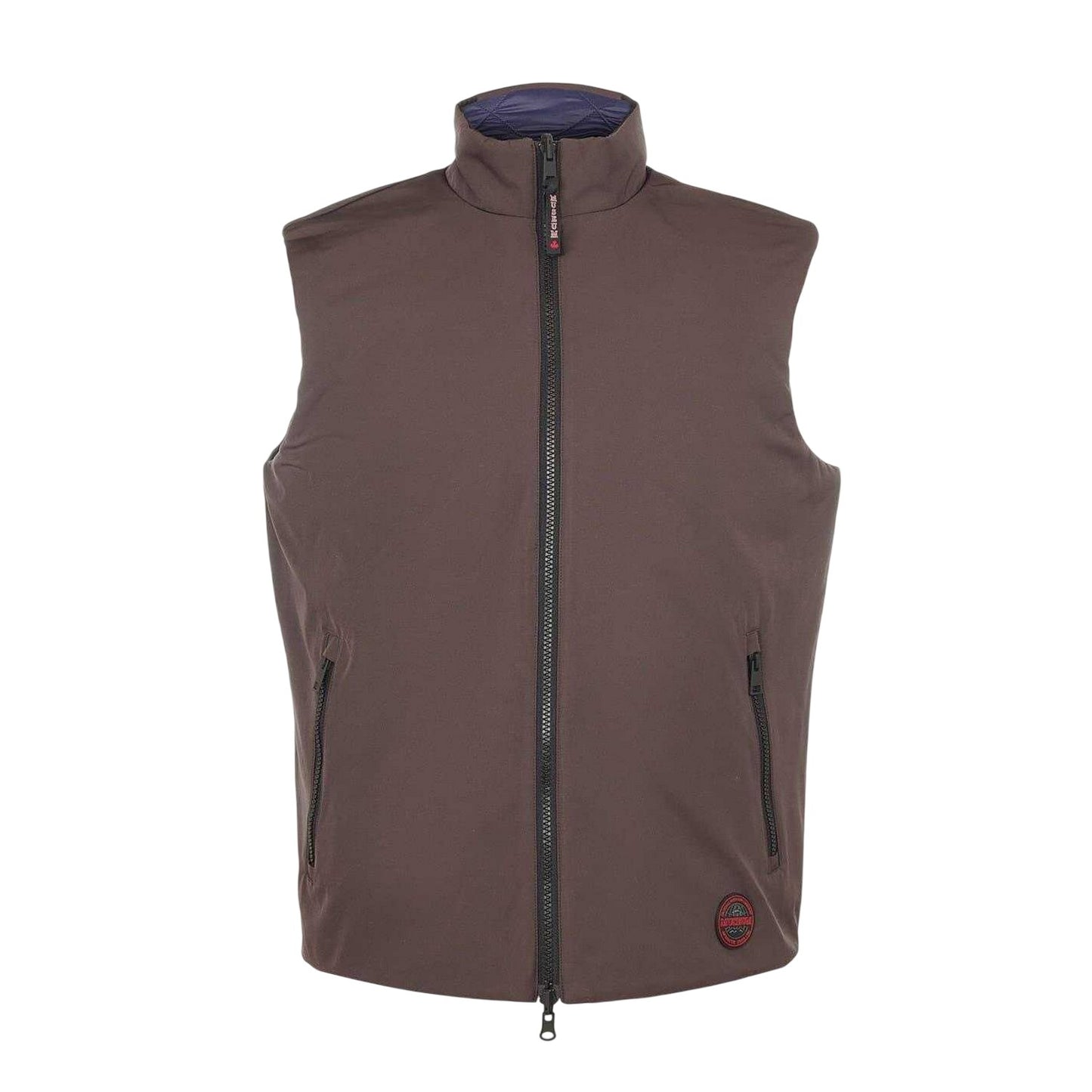 Brown-Navy - Front - Museum Mens Plain Reversible Sleeveless Gilet
