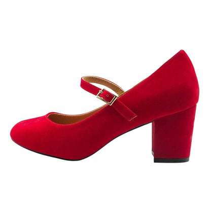 Red - Back - Where´s That From Womens-Ladies Block Heel Mary Janes