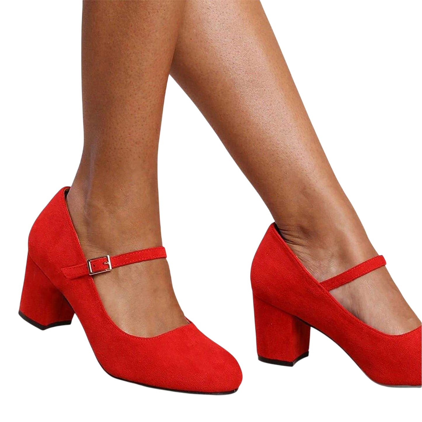 Red - Side - Where´s That From Womens-Ladies Block Heel Mary Janes