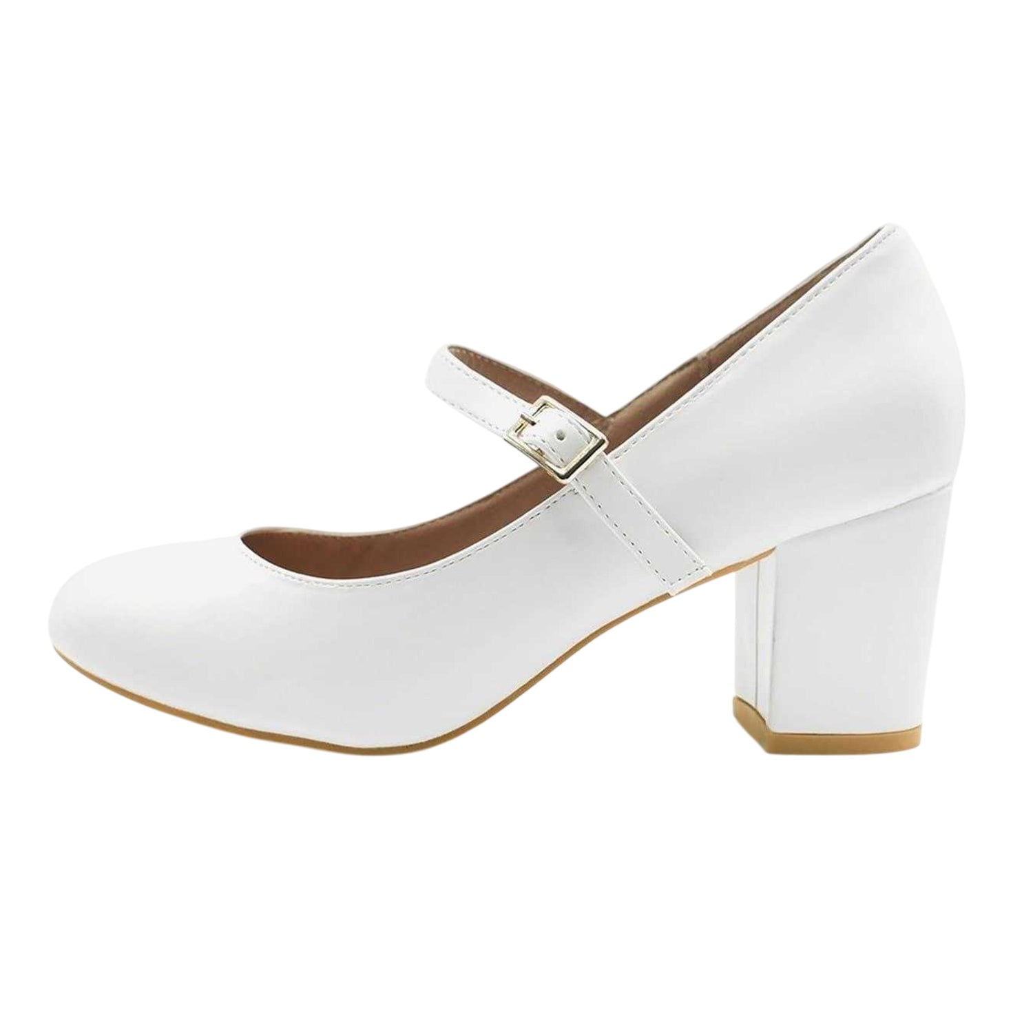 White - Back - Where´s That From Womens-Ladies Block Heel Mary Janes