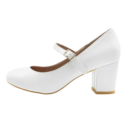 White - Back - Where´s That From Womens-Ladies Block Heel Mary Janes