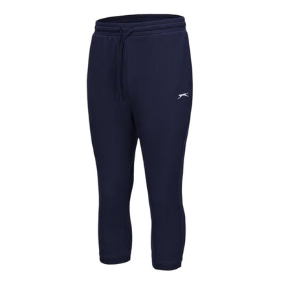 Navy - Side - Slazenger Womens-Ladies Interlock Logo Jogging Bottoms