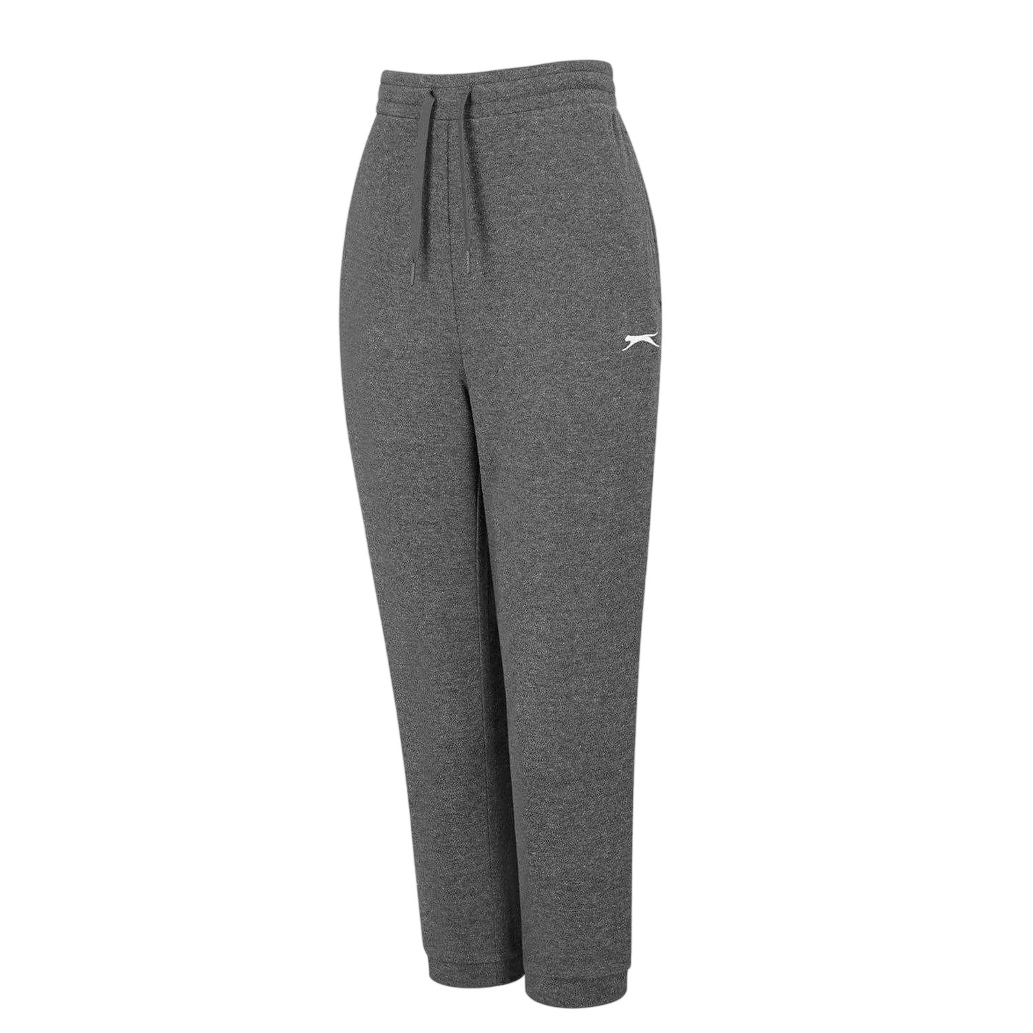 Charcoal - Side - Slazenger Womens-Ladies Interlock Logo Jogging Bottoms