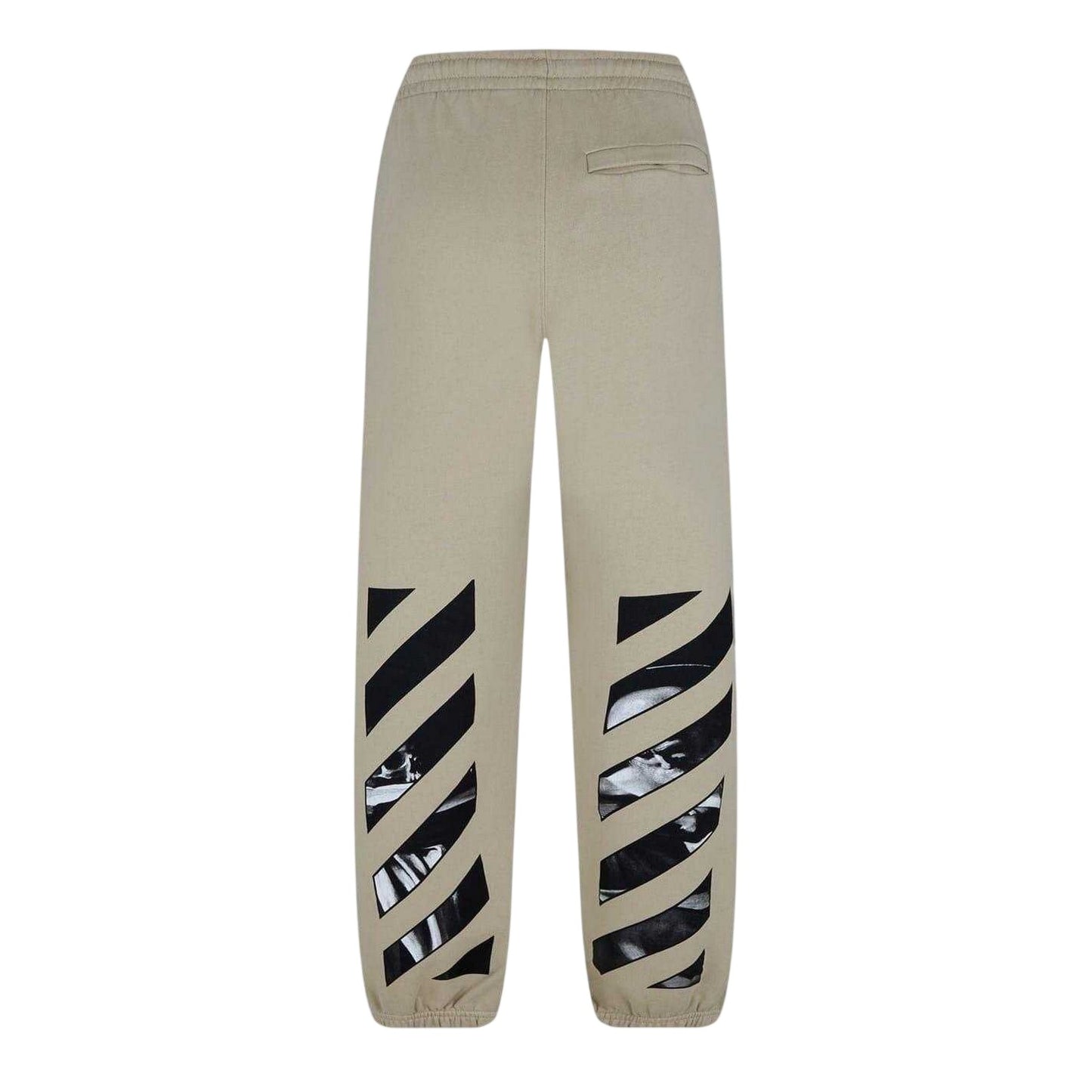 Dark Sand - Back - Off White Mens Diagonal Jogging Bottoms