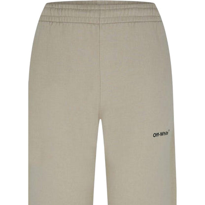 Dark Sand - Side - Off White Mens Diagonal Jogging Bottoms
