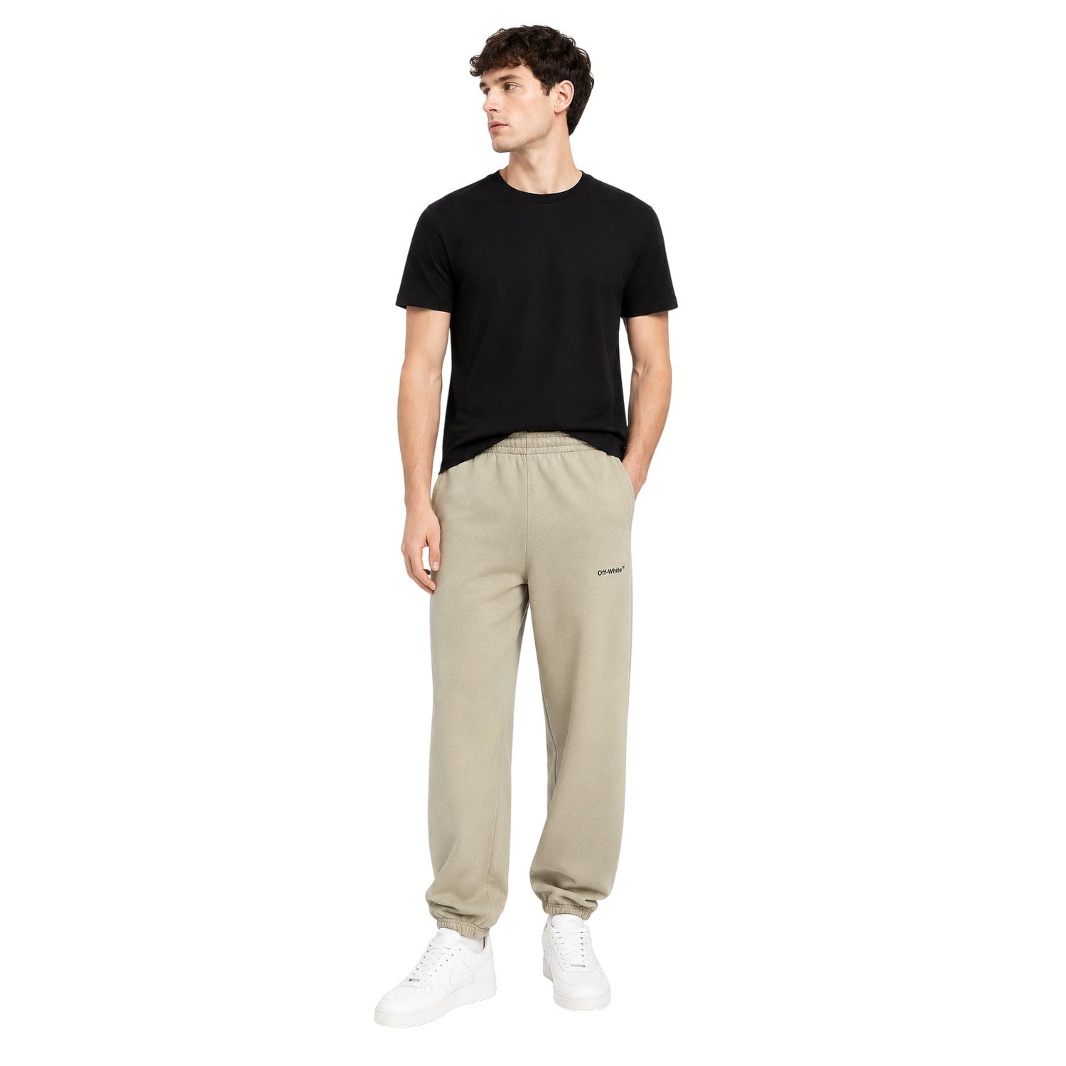 Dark Sand - Lifestyle - Off White Mens Diagonal Jogging Bottoms