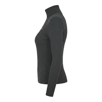 Black - Side - Tommy Hilfiger Womens-Ladies Roll Neck Slim Long-Sleeved Top