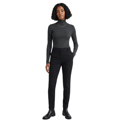 Black - Lifestyle - Tommy Hilfiger Womens-Ladies Roll Neck Slim Long-Sleeved Top