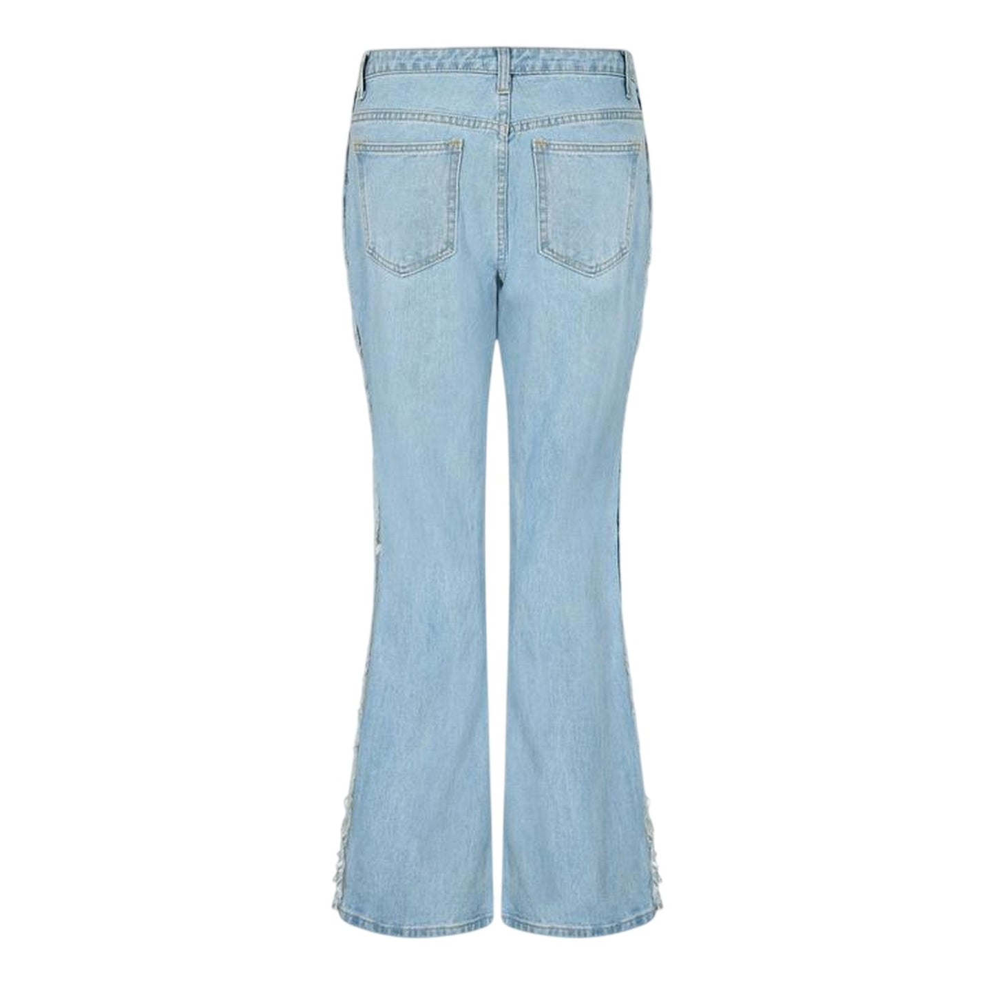 Blue - Back - I Saw It First Womens-Ladies Denim Frayed Edge Flared Jeans