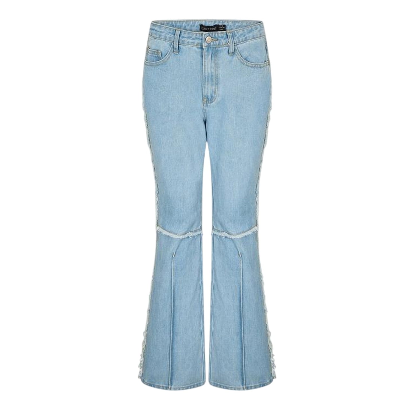 Blue - Front - I Saw It First Womens-Ladies Denim Frayed Edge Flared Jeans