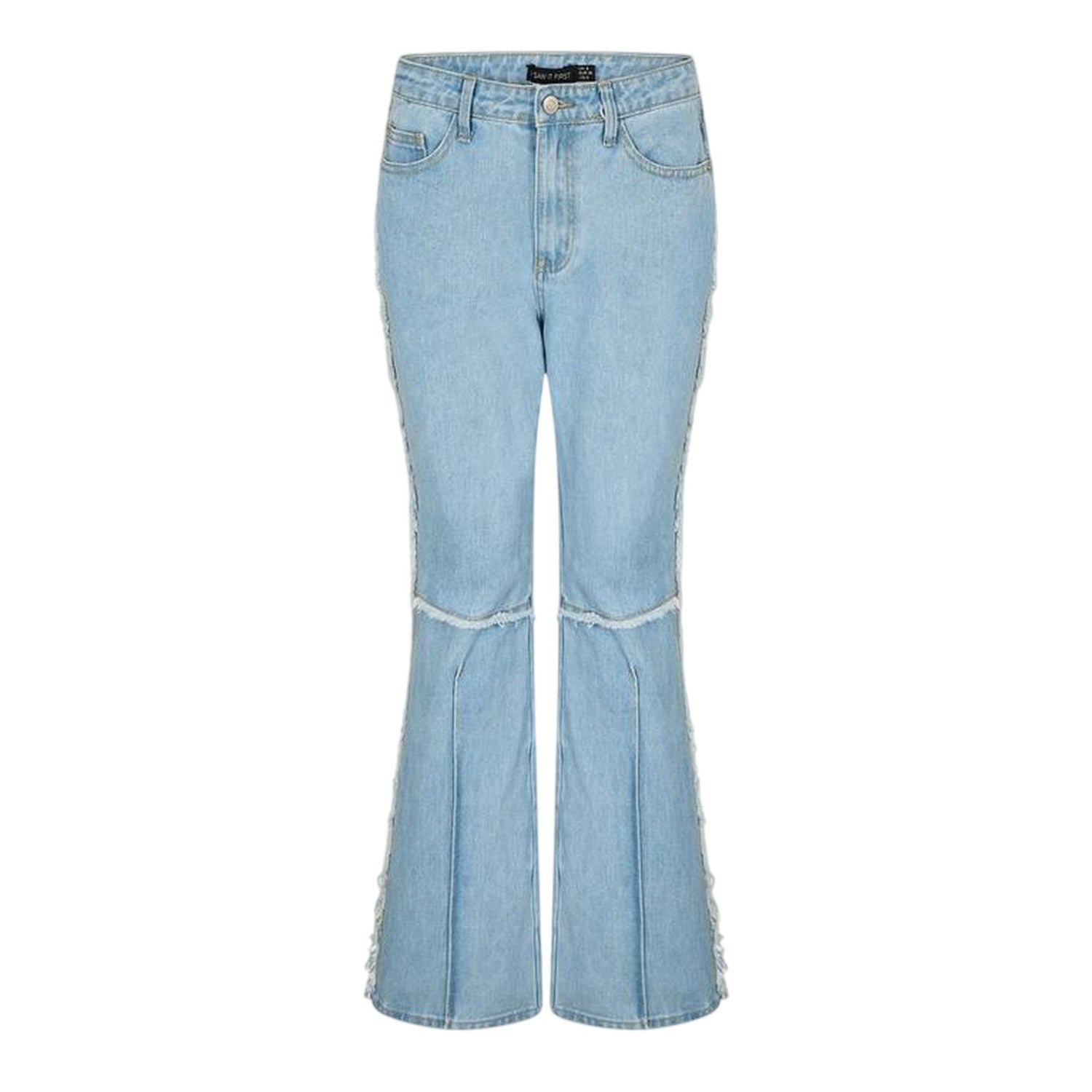 Blue - Front - I Saw It First Womens-Ladies Denim Frayed Edge Flared Jeans