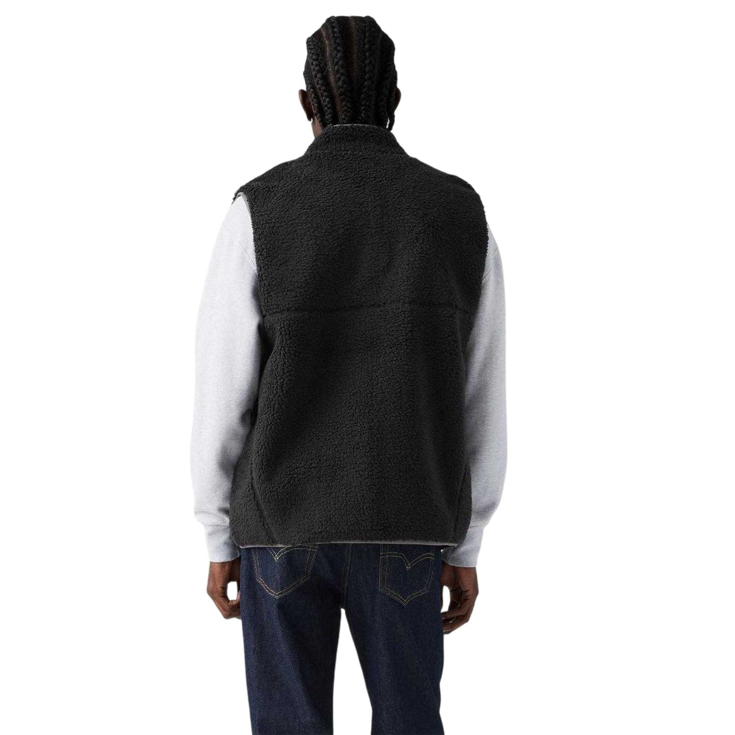 Jet Black - Back - Levis Mens Summit Sherpa Gilet