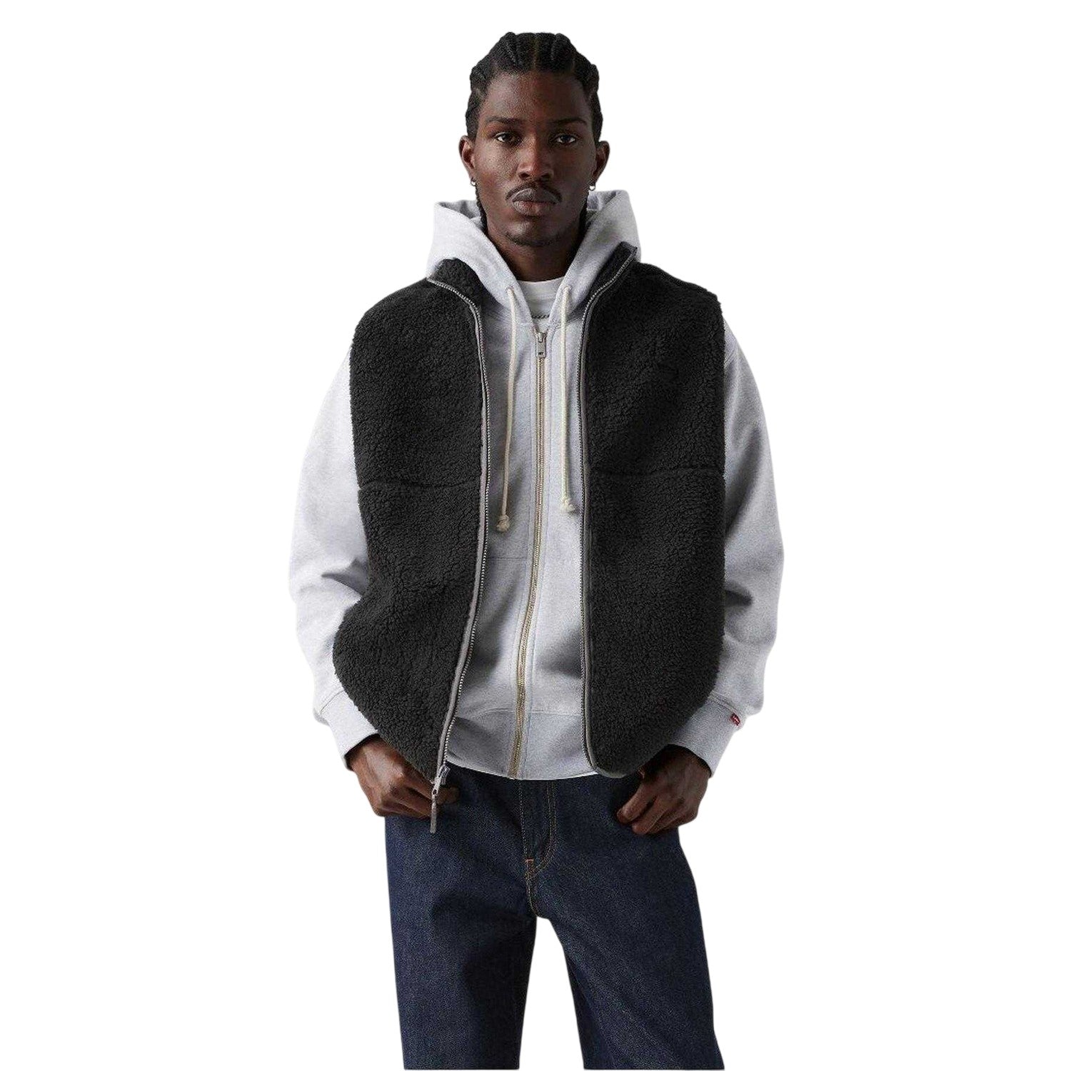 Jet Black - Lifestyle - Levis Mens Summit Sherpa Gilet