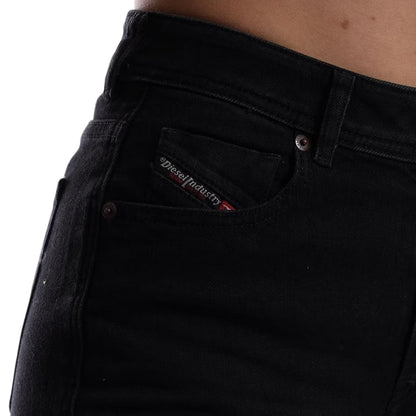 Black-Grey-Denim - Side - Diesel Womens-Ladies 5 Pockets Straight Leg Jeans