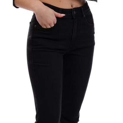 Black-Grey-Denim - Lifestyle - Diesel Womens-Ladies 5 Pockets Straight Leg Jeans