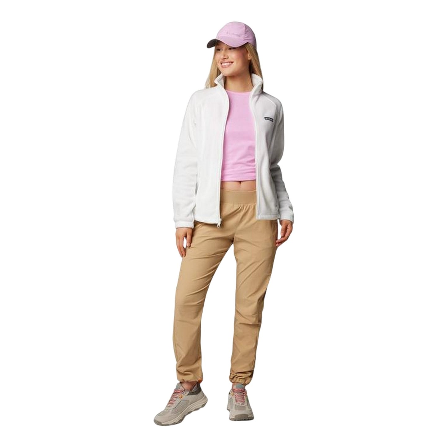 White - Pack Shot - Columbia Womens-Ladies Benton Full Zip Fleece Jacket