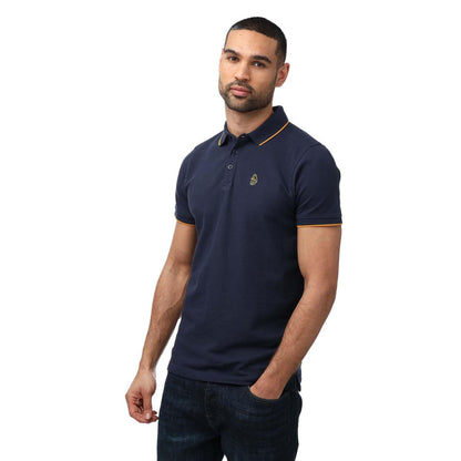 Navy - Front - Luke 1977 Mens Ricky Gold Detail Tipped Polo Shirt