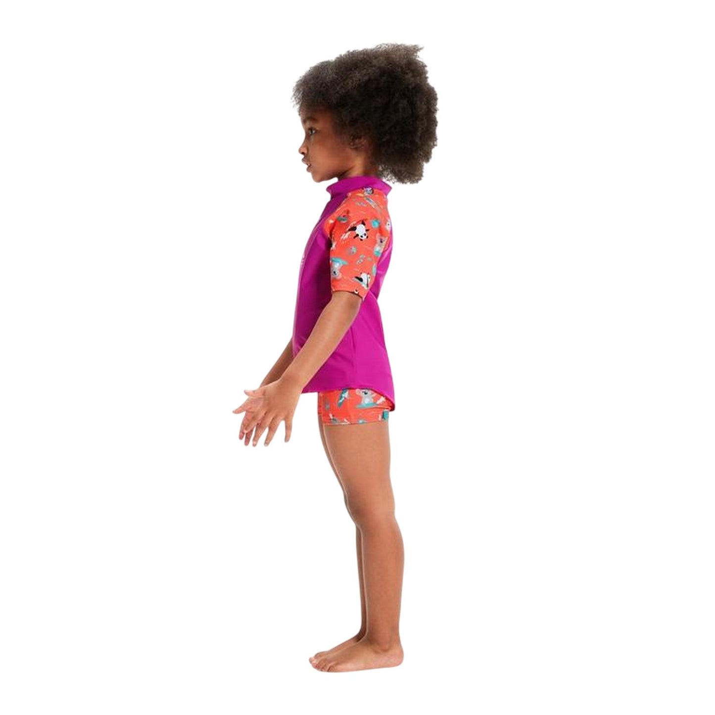 Purple-Pink - Lifestyle - Speedo Childrens-Kids Cat Endurance 10 Rash Guard Set