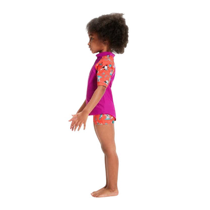 Purple-Pink - Lifestyle - Speedo Childrens-Kids Cat Endurance 10 Rash Guard Set
