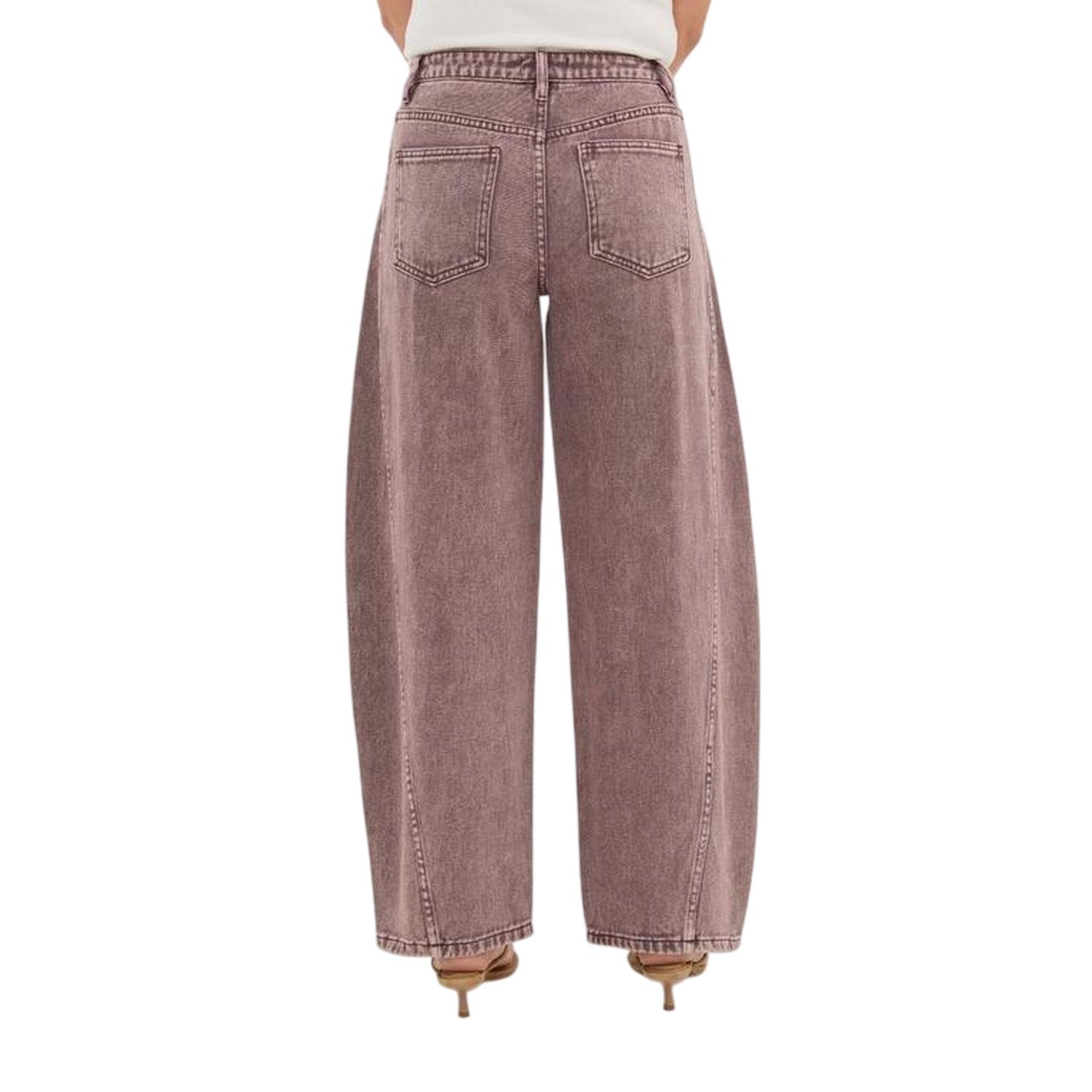 Brown - Back - I Saw It First Womens-Ladies Barrel Barrel Jeans