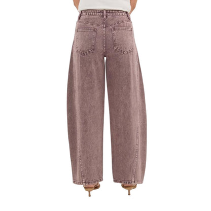 Brown - Back - I Saw It First Womens-Ladies Barrel Barrel Jeans