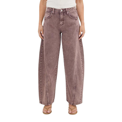 Brown - Front - I Saw It First Womens-Ladies Barrel Barrel Jeans