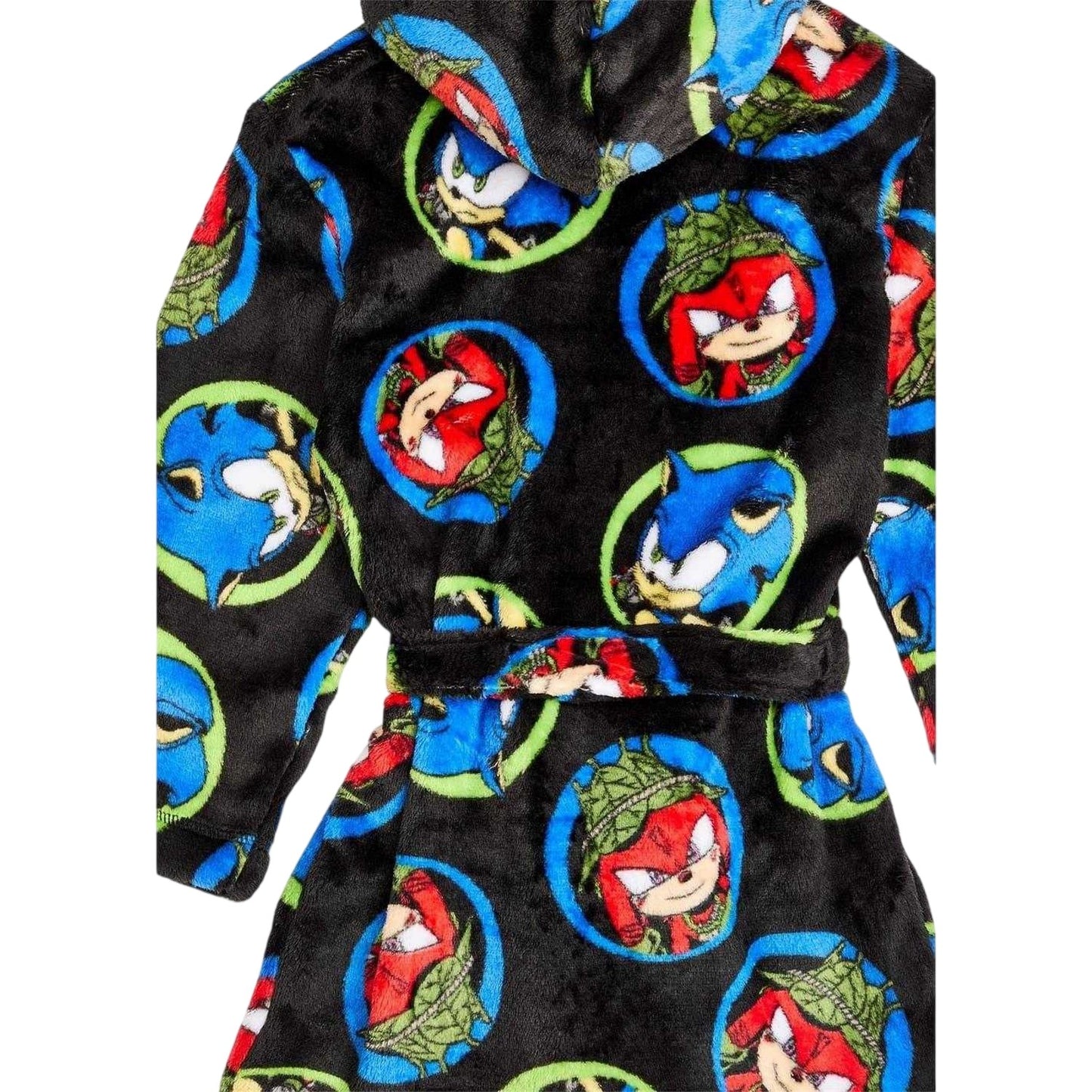 Black - Side - Sonic The Hedgehog Childrens-Kids Knuckles Fleece Robe