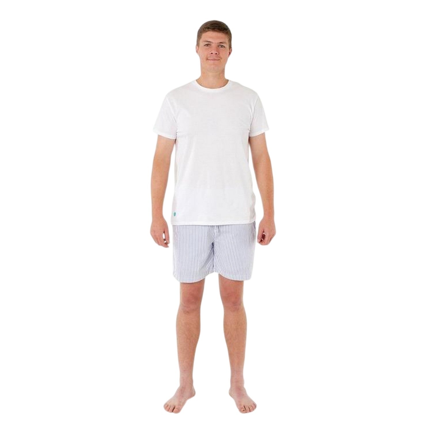 Seal Grey - Pack Shot - Loungers Unisex Adult Organic Cotton Striped Lounge Shorts