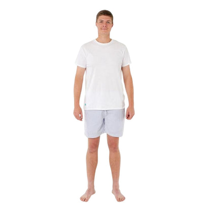 Seal Grey - Pack Shot - Loungers Unisex Adult Organic Cotton Striped Lounge Shorts