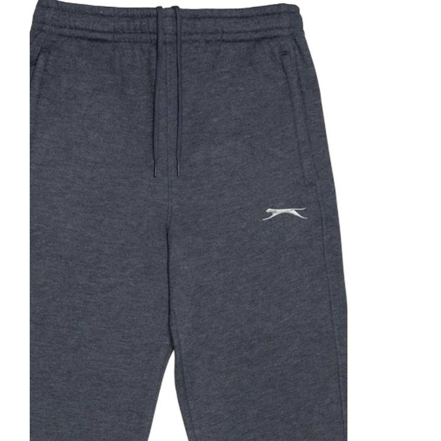 Charcoal Marl - Side - Slazenger Childrens-Kids Fleece Plain Jogging Bottoms