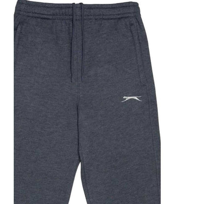 Charcoal Marl - Side - Slazenger Childrens-Kids Fleece Plain Jogging Bottoms