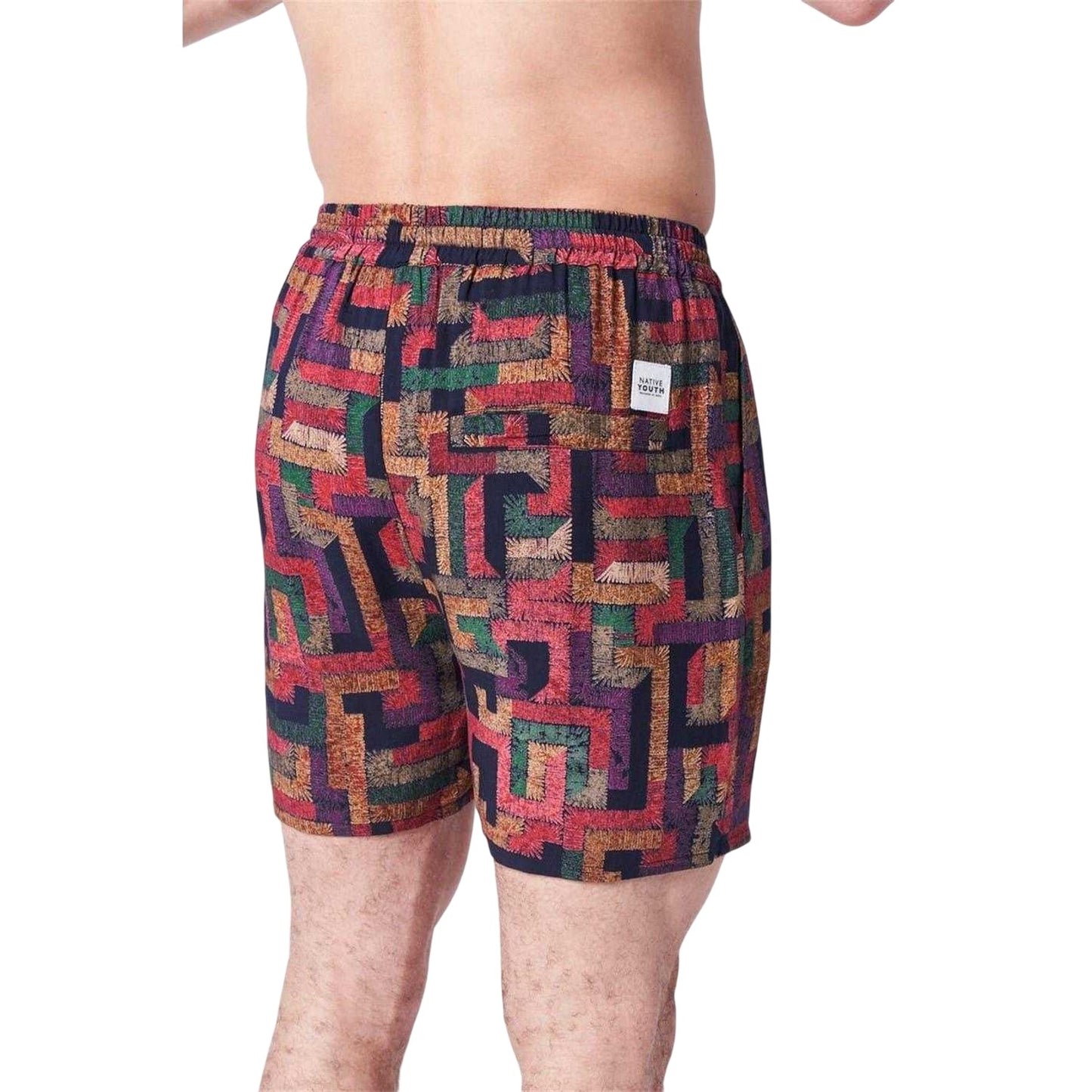 Black - Back - Native Youth Mens Geometric Shorts