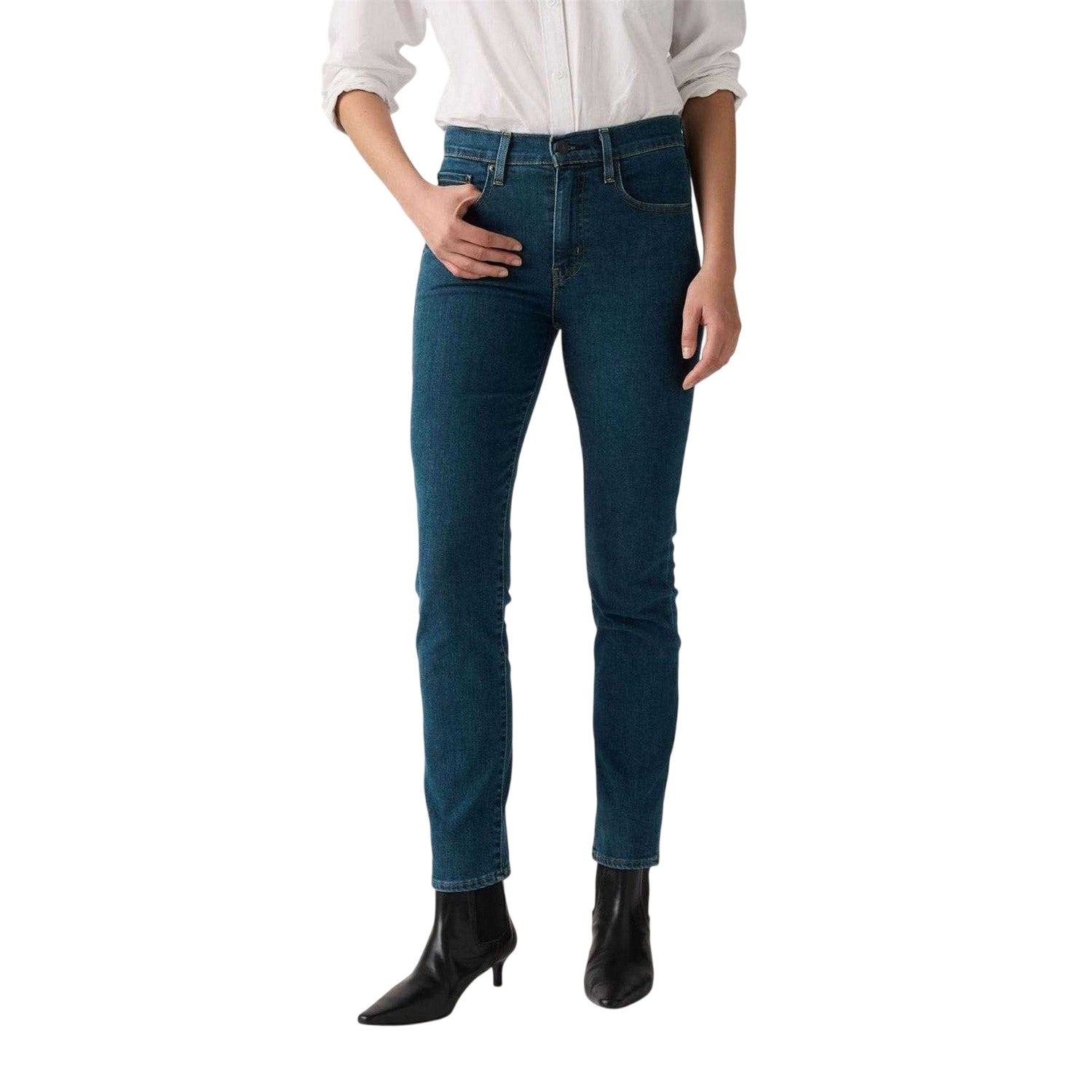 Blue - Side - Levis Womens-Ladies 724 High Rise Straight Jeans