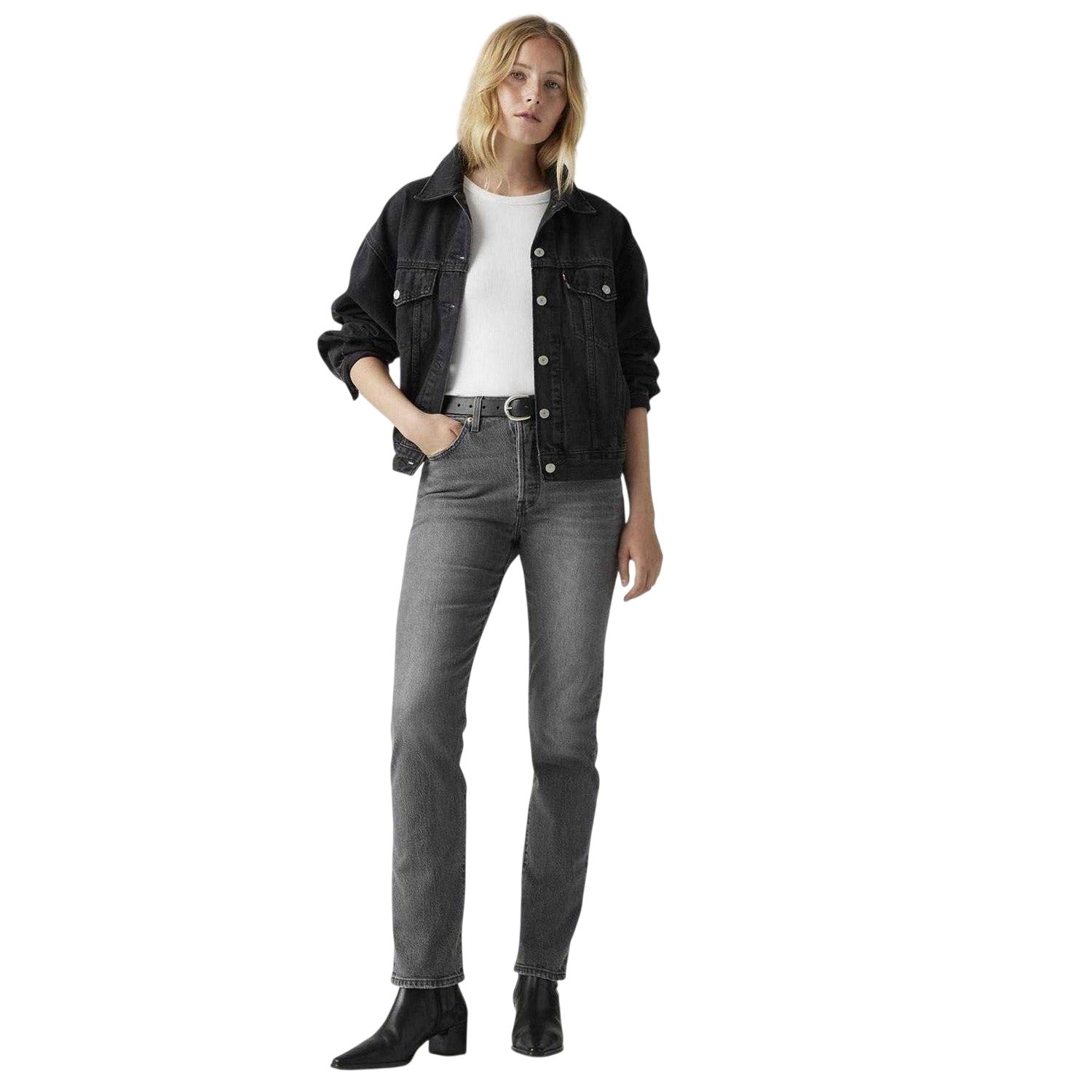 Grey - Lifestyle - Levis Womens-Ladies 501 Original Straight Leg Jeans