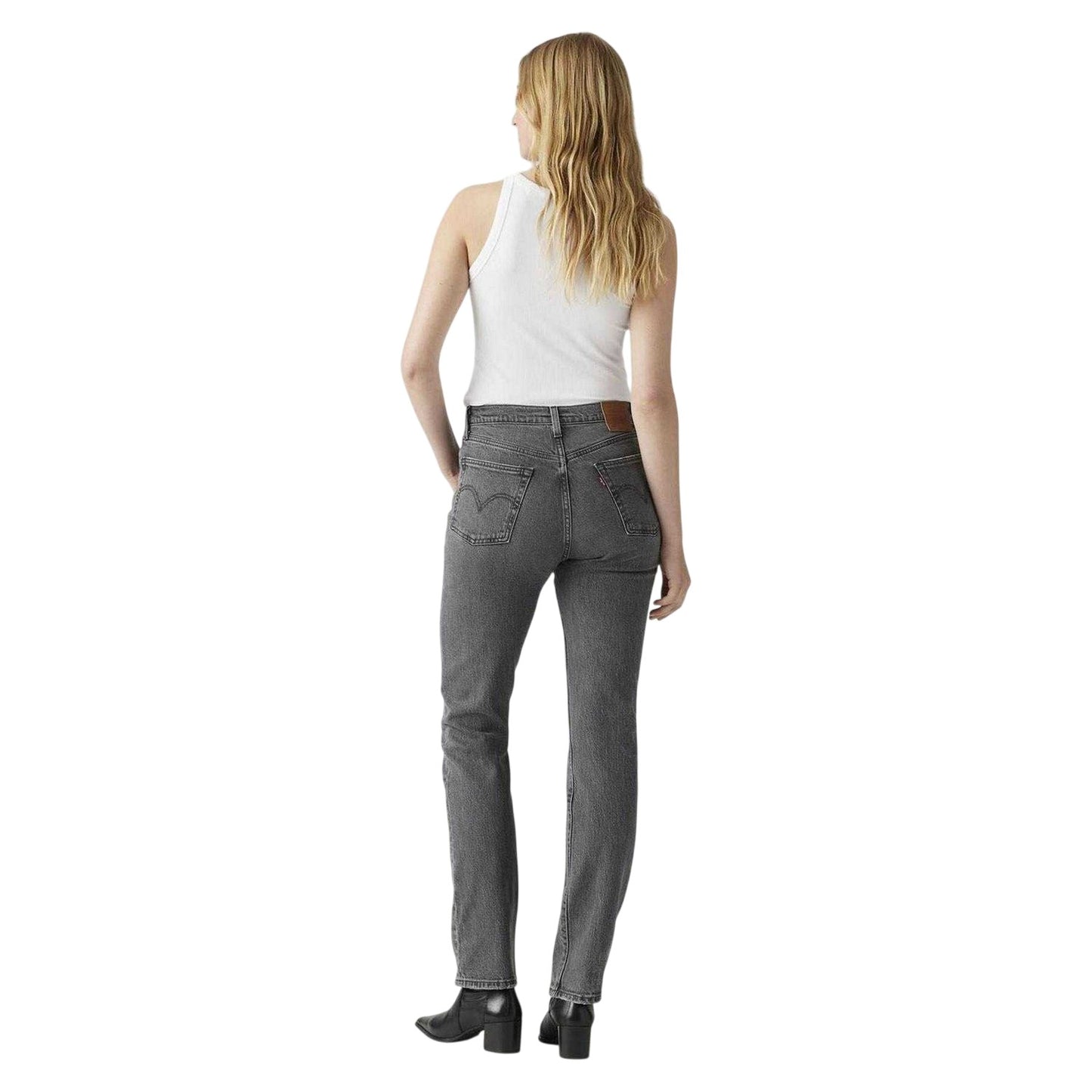 Grey - Pack Shot - Levis Womens-Ladies 501 Original Straight Leg Jeans
