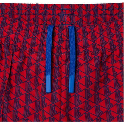 Red-Cobalt Print - Side - Lacoste Womens-Ladies Geometric Pattern Slim Joggers