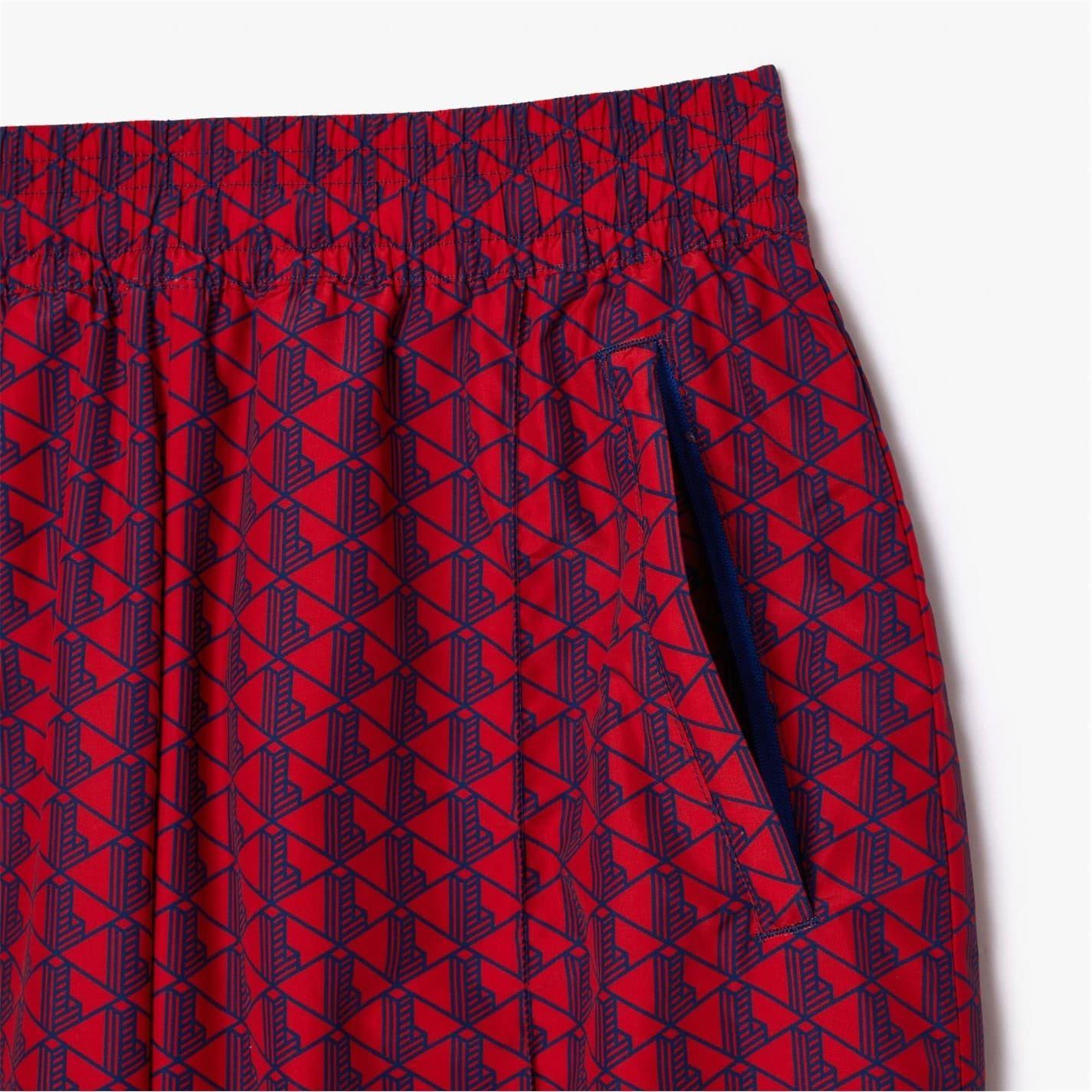 Red-Cobalt - Back - Lacoste Womens-Ladies Geometric Pattern Slim Joggers