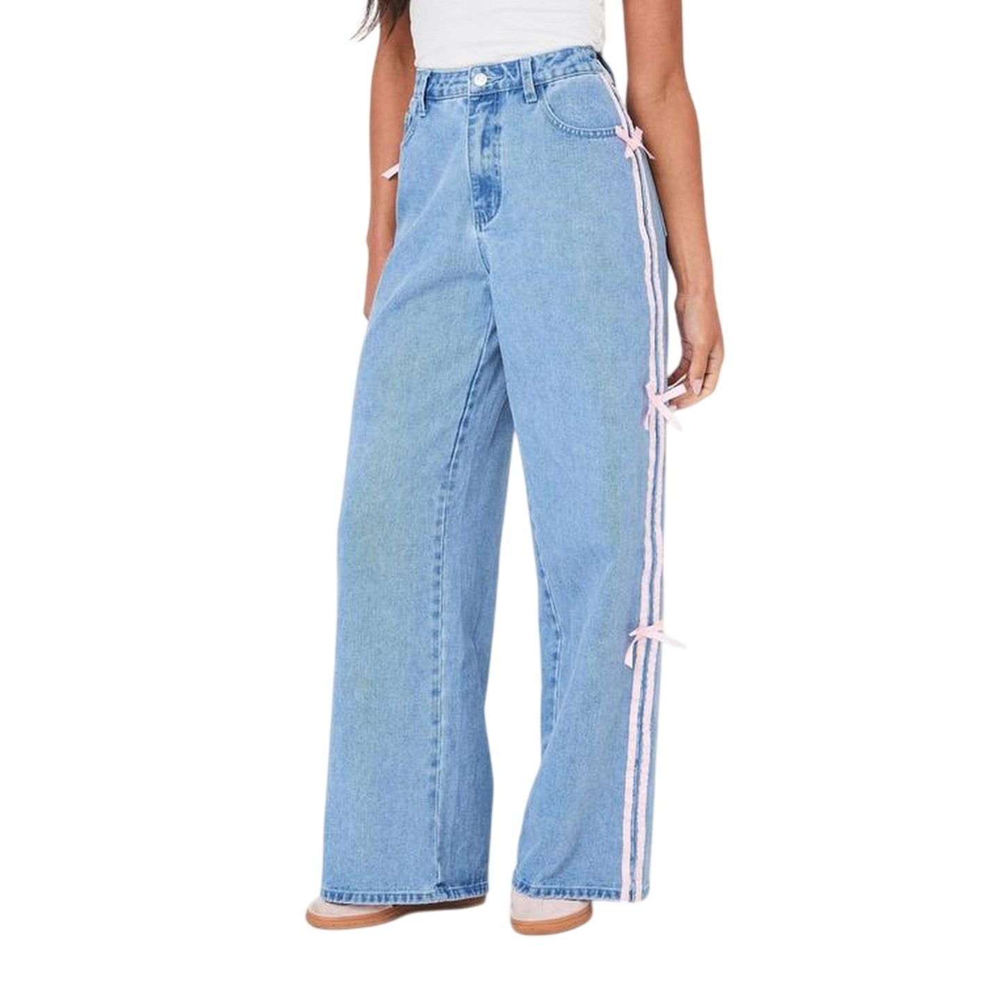 Camel - Front - I Saw It First Womens-Ladies Bow Jeans
