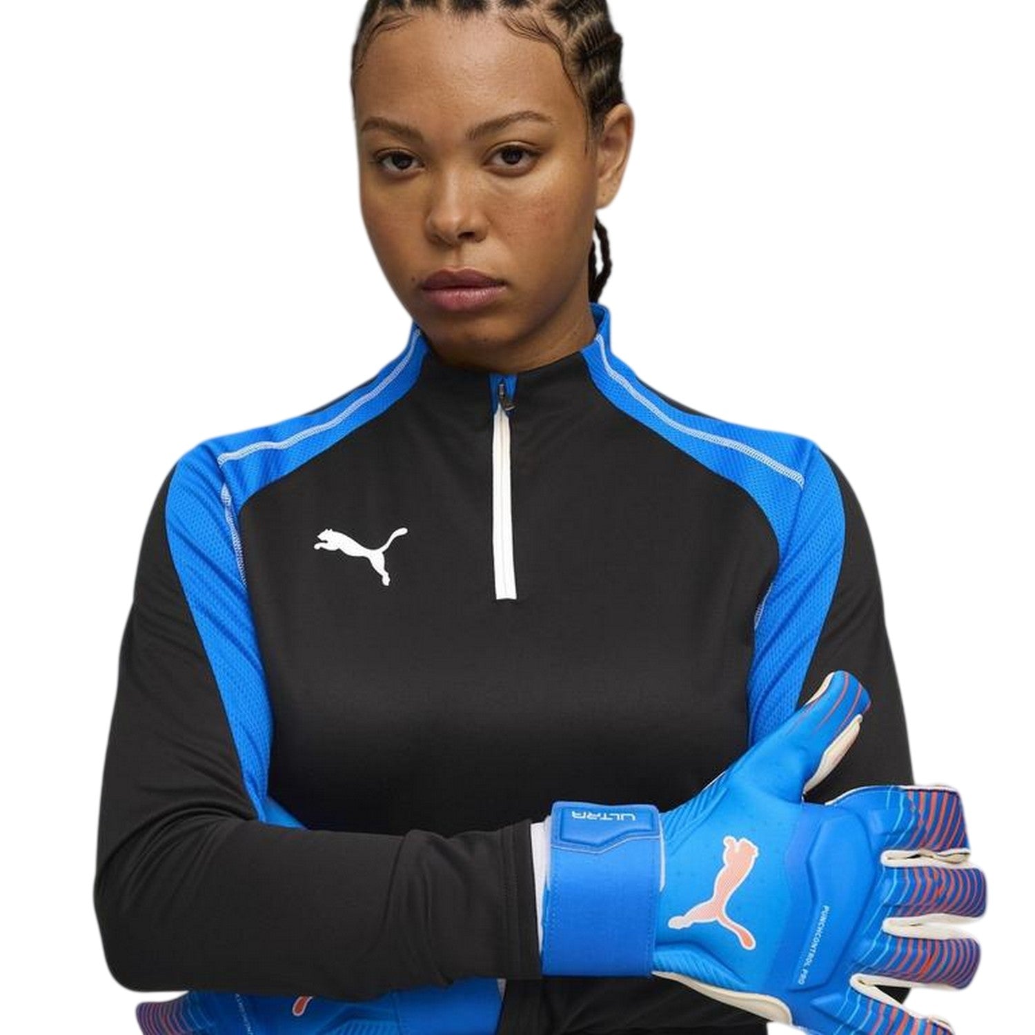 Black-Blue - Side - Puma Womens-Ladies Training Base Layer Top