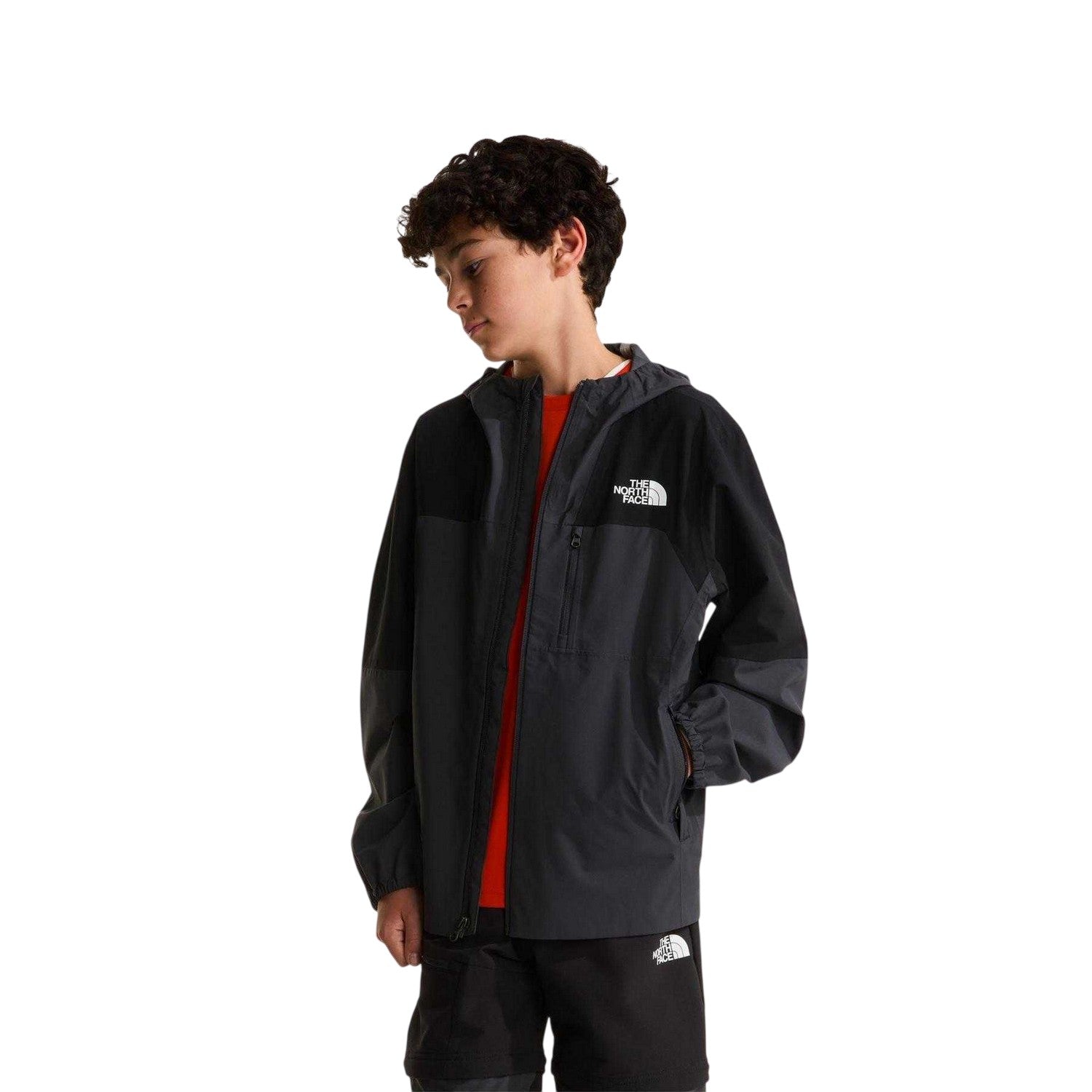 Black-Grey - Side - The North Face Boys Packable Shell Jacket