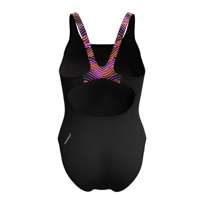 Black-Pink - Back - Speedo Womens-Ladies Splice One Piece Swimsuit