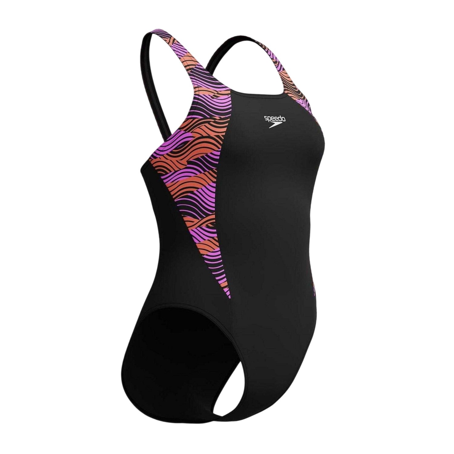 Black-Pink - Side - Speedo Womens-Ladies Splice One Piece Swimsuit