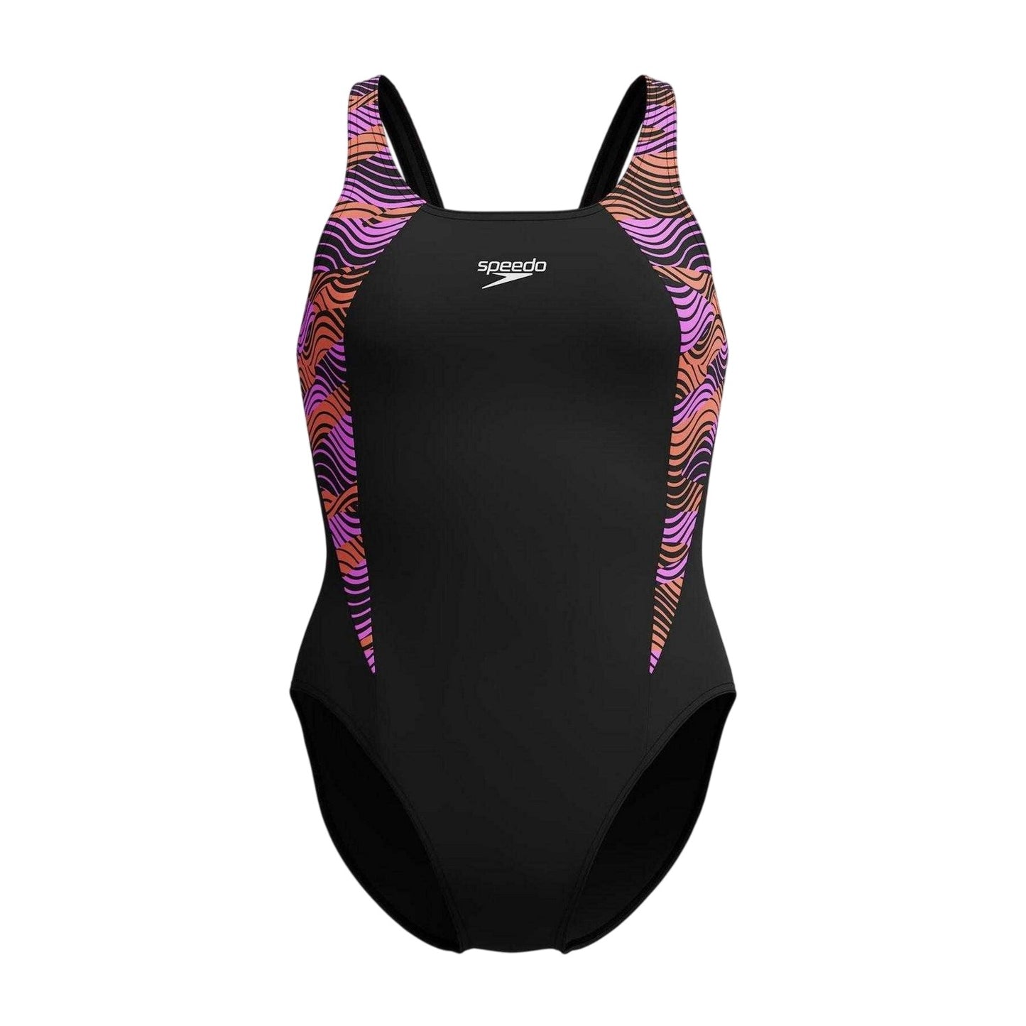 Black-Pink - Front - Speedo Womens-Ladies Splice One Piece Swimsuit