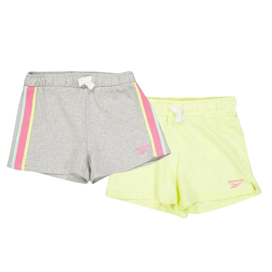 Light Grey Heather - Front - Reebok Girls Jersey Plain Shorts (Pack of 2)