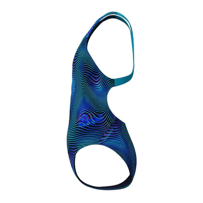 Deep Blue - Side - Speedo Girls Printed One Piece Swimsuit